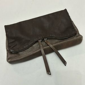 Kenneth Cole Leather Clutch | Brown